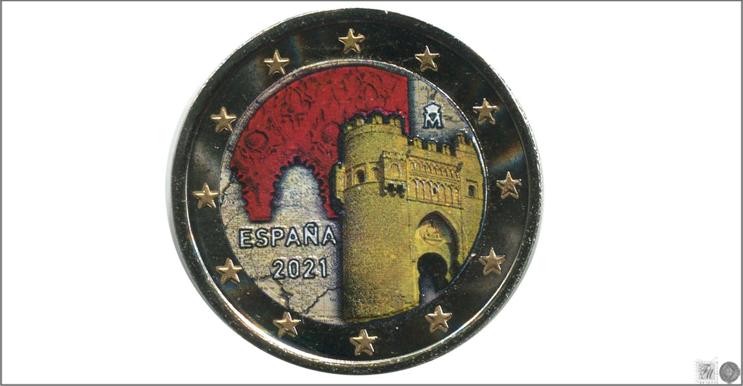 España - 2021 - Monedas Euros Color - S/C / UNC - 2 € Año 2021 / Ciudad histórica de Toledo / España en blanco