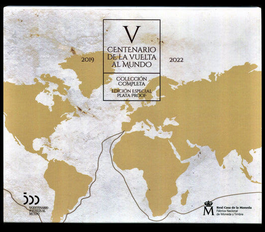 España - 2022 - Conmemorativas FNMT - PROOF - V CENTENARIO VUELTA AL MUNDO - COLECCIÓN 5 MONEDAS/ 4 x 10 € 1 x 2 € / Proof / En