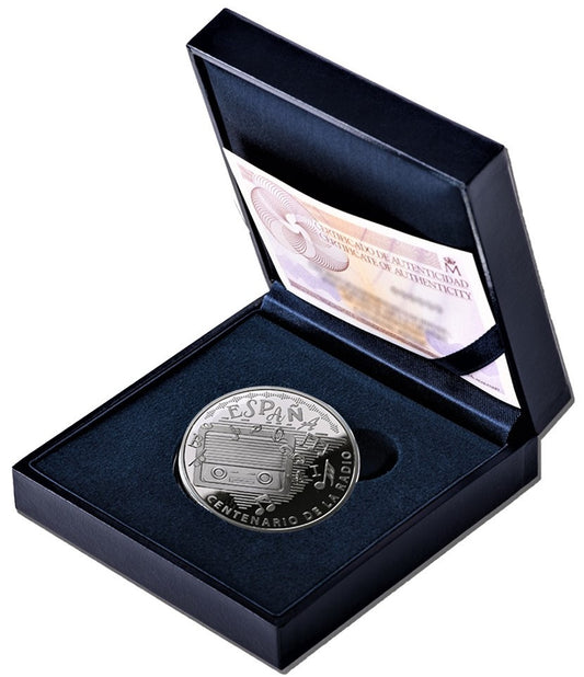 España - 2024 - Conmemorativas FNMT - PROOF - 10 € Año 2024 / CENTENARIO DE LA RADIO - canto liso / Plata / En estuche