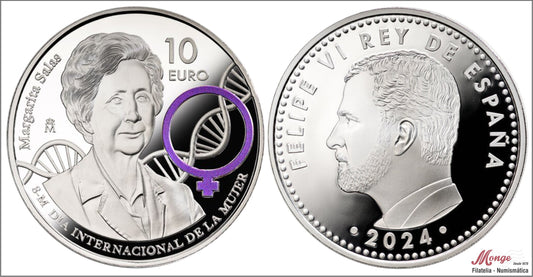 España - 2024 - Conmemorativas FNMT - PROOF - 10 € Año 2024 / Margarita Salas - 8 de marzo / Plata / En estuche