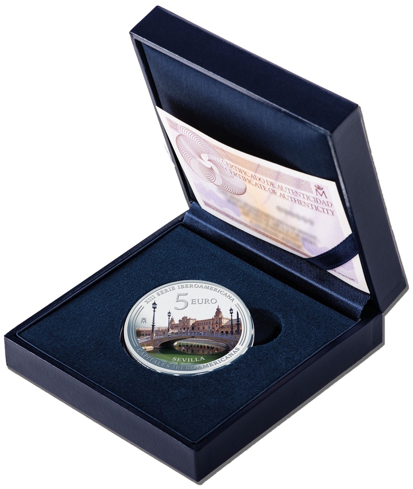 España - 2024 - Conmemorativas FNMT - PROOF - 5 € Año 2024 / Sevilla - XIII SERIE IBEROAMERICANA / Plata / En estuche