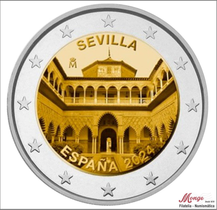 España - 2024 - Monedas Euros circulación - S/C / UNC - 2 € Año 2024 / Catedral, Alcazar de Sevilla