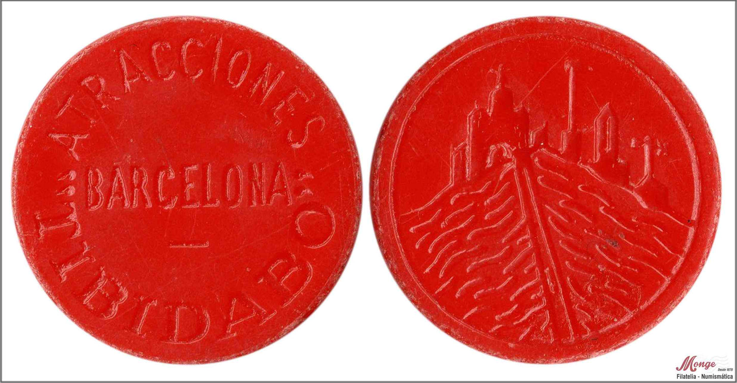 España - Cooperativas - Nº AL-1027 - EBC+ / XF+ - Atracciones Tibidabo-Barcelona/ baquelita roja