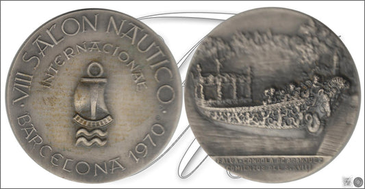 España - Medalla - Nº 00055 - FDC- - Salon Nautico Barcelona año 1970 / 63 gr. Plata