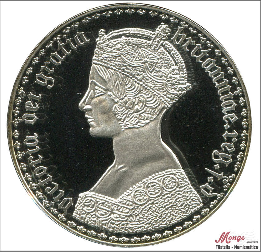 España - Medalla - Nº 00157 - PROOF - Reina Victoria 1847 - 20 gramos de plata - en capsula