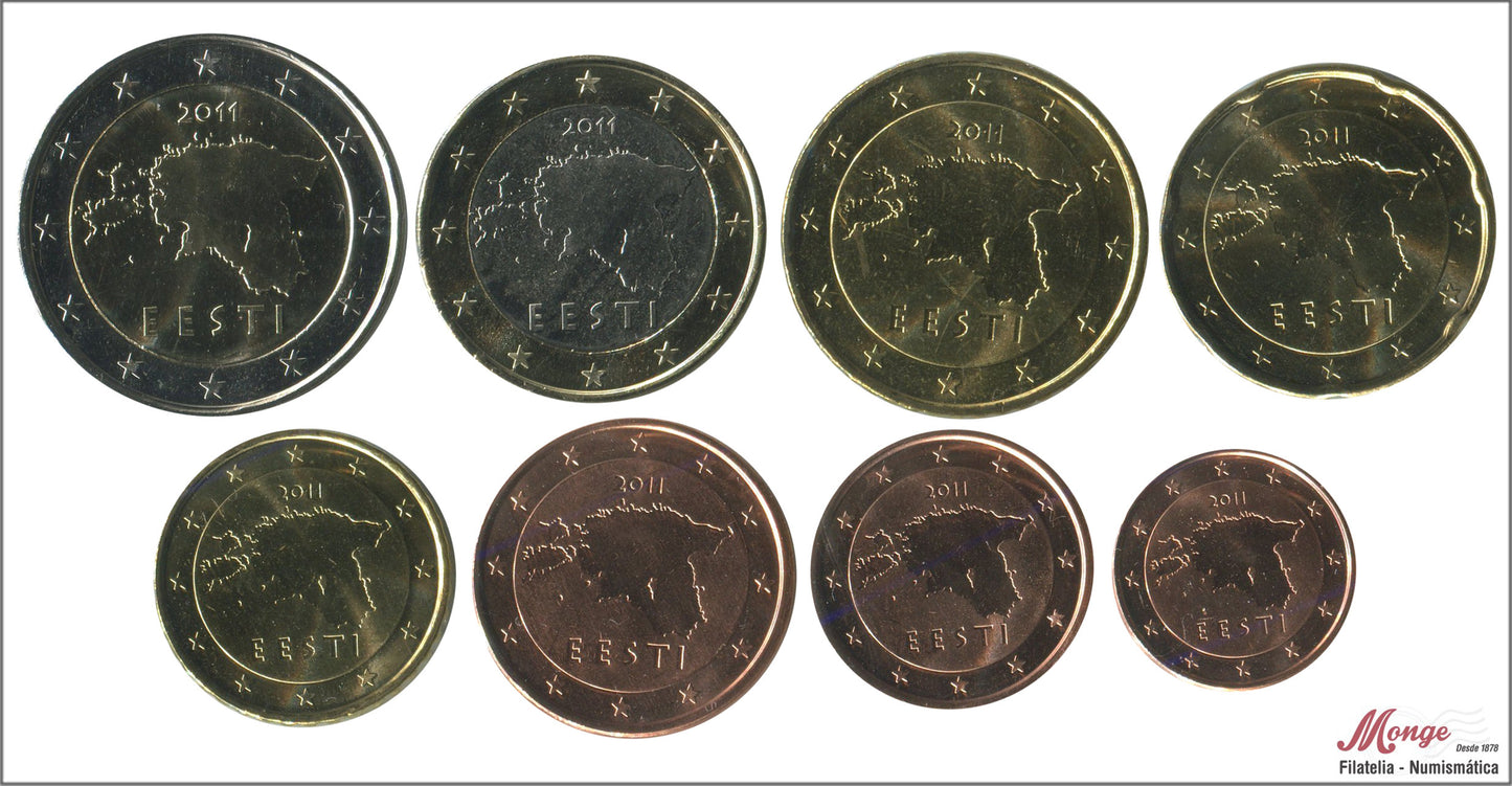 Estonia - 2011 - Monedas Euros circulación - S/C / UNC - Año 2011 (8 monedas)