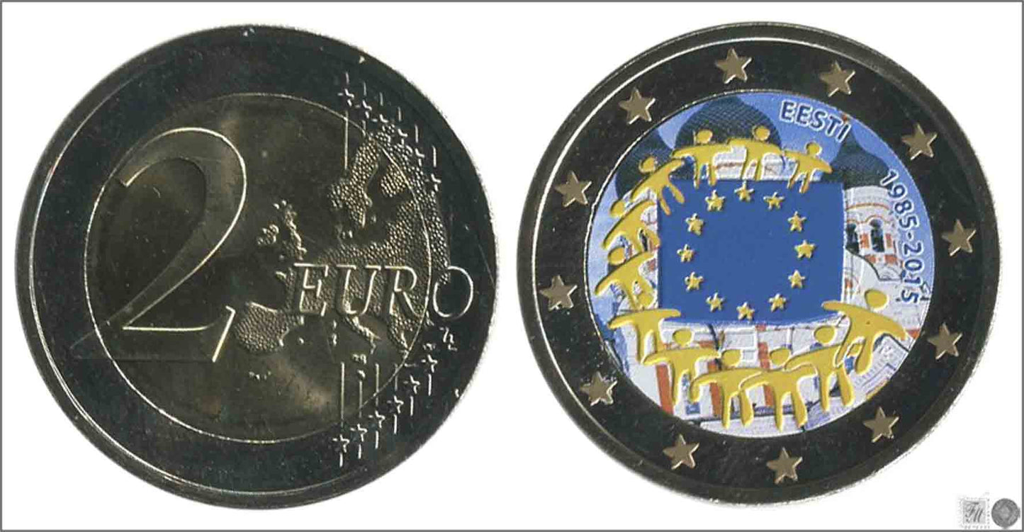 Estonia - 2015 - Monedas Euros Color - S/C / UNC - 2 € Año 2015 / 30 Aniv. Bandera UE.