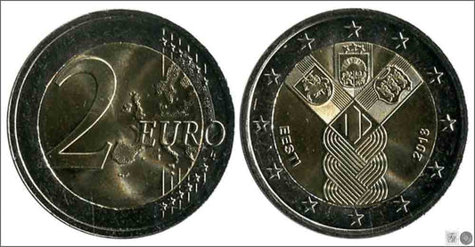 Estonia - 2018 - Monedas Euros circulación - S/C / UNC - 2 € Año 2018 / Centenario de la Fundación de los Estados Bálticos Indep