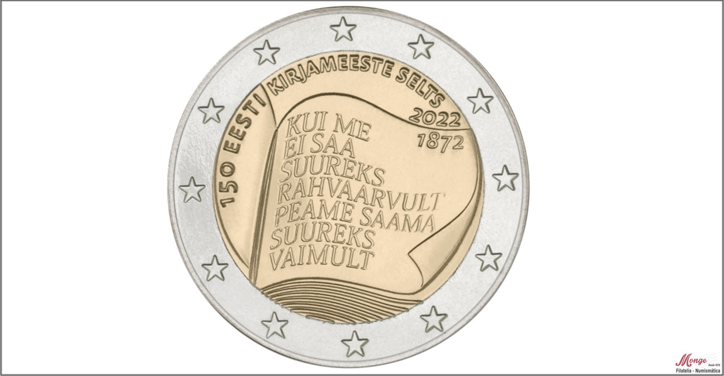 Estonia - 2022 - Monedas Euros circulación - S/C / UNC - 2 € Año 2022 / 150 aniv. Sociedad de literatura