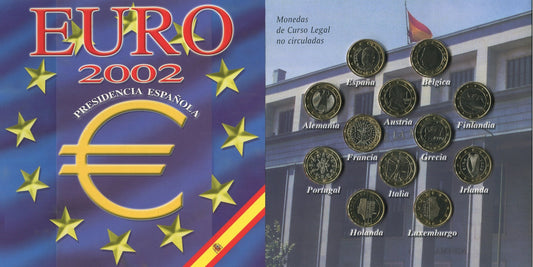 Europa - 2002 - Monedas Euros en cartera oficial - FDC / MS - Cartera 2002 con monedas 1 € de los 12 paises