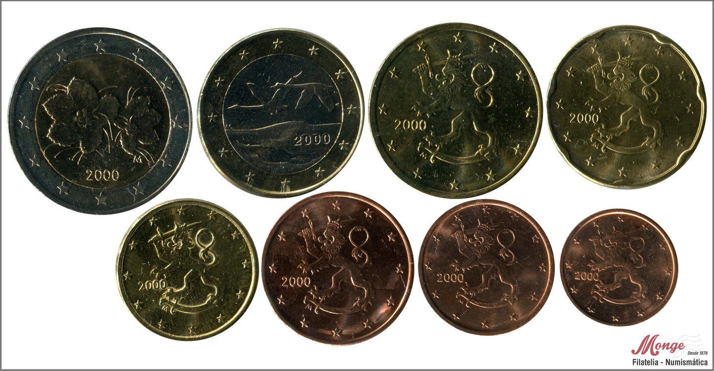 Finlandia - 2000 - Monedas Euros circulación - S/C / UNC - Año 2000 (8 monedas)