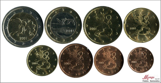 Finlandia - 2001 - Monedas Euros circulación - S/C / UNC - Año 2001 (8 monedas)