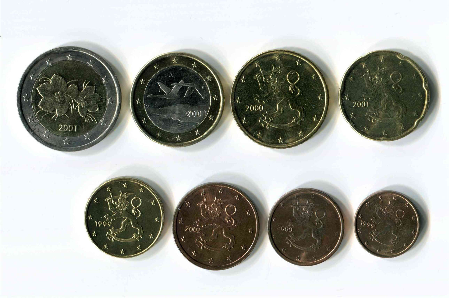 Finlandia - 2002 - Monedas Euros circulación - S/C-/aUNC - Año 1999/2002 mezcla (8m)