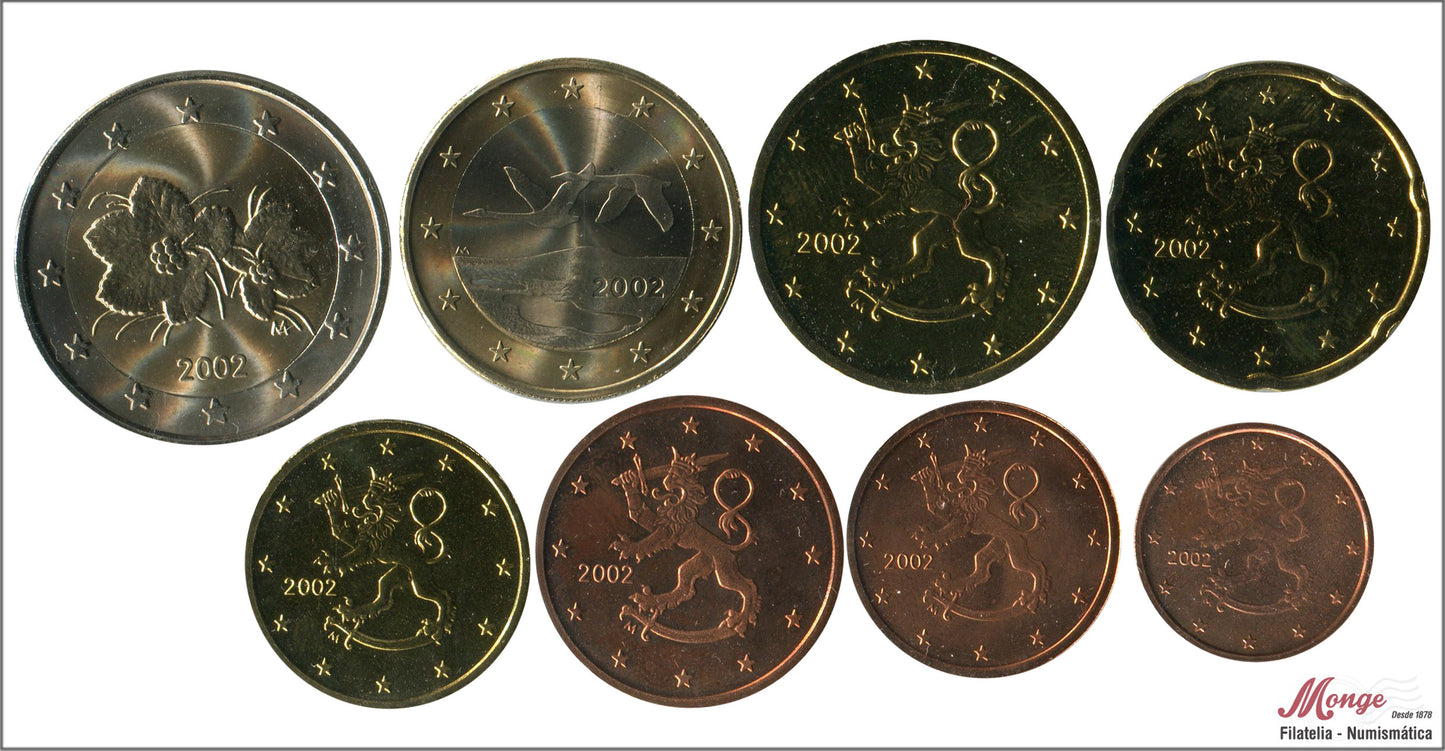 Finlandia - 2002 - Monedas Euros circulación - S/C / UNC - Año 2002 (8 monedas)