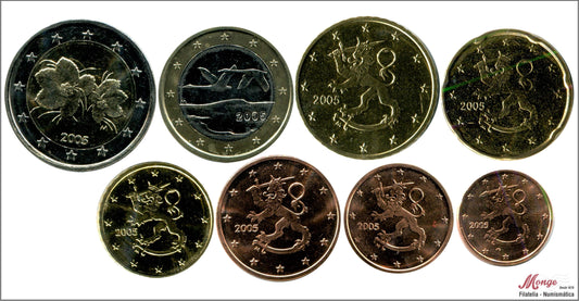 Finlandia - 2005 - Monedas Euros circulación - S/C / UNC - Año 2005 (8 monedas)