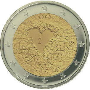 Finlandia - 2008 - Monedas Euros circulación - S/C / UNC - 2 € Año 2008 / Derechos Humanos