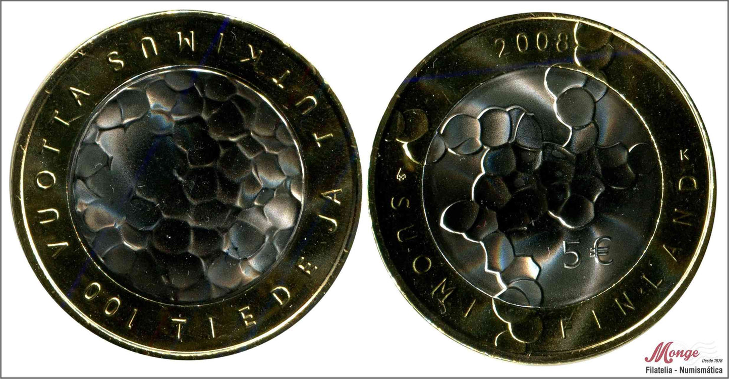 Finlandia - 2008 - Monedas Euros circulación - S/C / UNC - 5 € año 2008 / Bimetálica