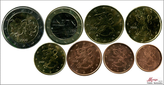 Finlandia - 2008 - Monedas Euros circulación - S/C / UNC - Año 2008 (8 monedas)