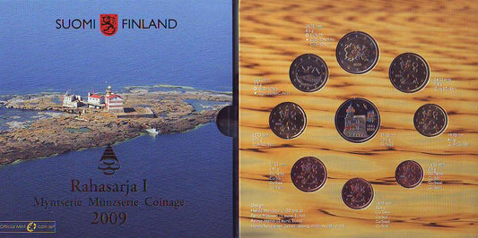 Finlandia - 2009 - Monedas Euros en cartera oficial - FDC / MS - Cartera 2009 (8 monedas+medalla)