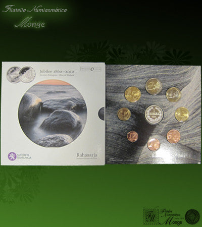 Finlandia - 2010 - Monedas Euros en cartera oficial - FDC / MS - Cartera año 2010 / Jubilee 1860-2010 (8 monedas+1 medalla)