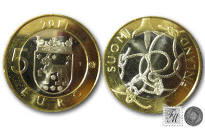 Finlandia - 2011 - Monedas Euros circulación - S/C / UNC - 5 € año 2011 / Escudo prov. hist. de Tavastia