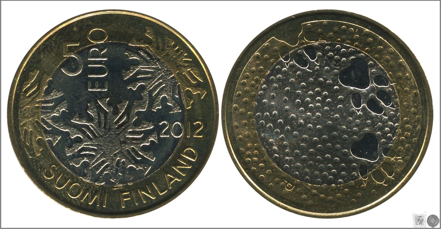 Finlandia - 2012 - Monedas Euros circulación - S/C / UNC - 5 € año 2012 / Naturaleza 1º /Fauna Pisadas Oso