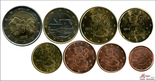 Finlandia - 2012 - Monedas Euros circulación - S/C / UNC - Año 2012 (8 monedas)