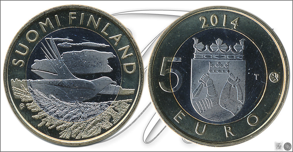 Finlandia - 2014 - Monedas Euros circulación - S/C / UNC - 5 € año 2014-2ª / Paloma Cuculo Karelia