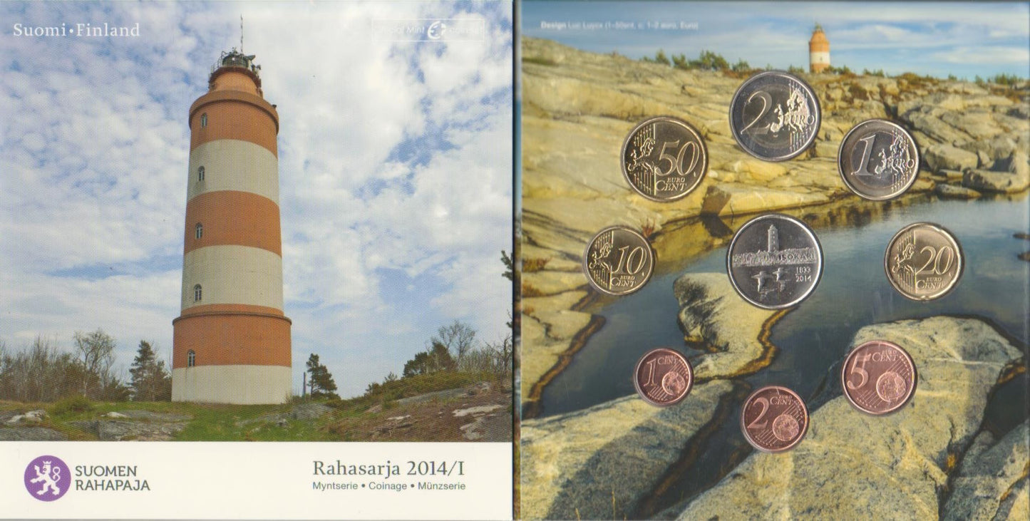 Finlandia - 2014 - Monedas Euros en cartera oficial - S/C / UNC - Cartera año 2014 (8 monedas+getón) / Rahasrha I