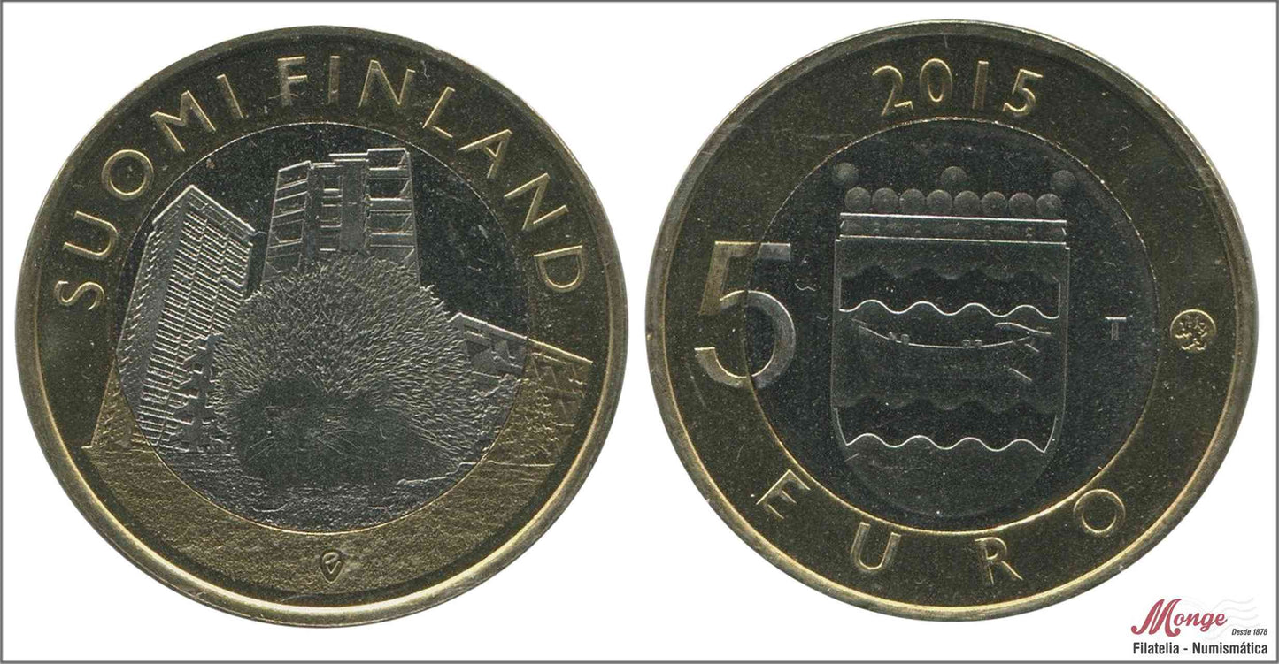 Finlandia - 2015 - Monedas Euros circulación - S/C / UNC - 5 € año 2015-3ª / Uusima - Erizo