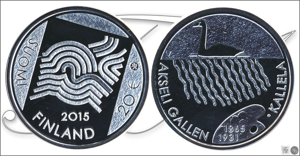 Finlandia - 2015 - Monedas euros en plata - PROOF - 20 € Año 2015/ 3ª Nacimiento Akseli Gallen-Kallela