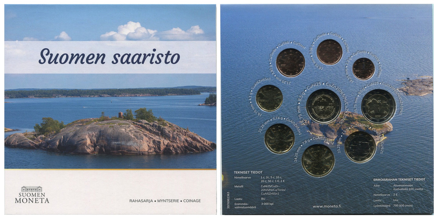 Finlandia - 2021 - Monedas Euros en cartera oficial - FDC / MS - Año 2021 (9 monedas) / 2ª Aland