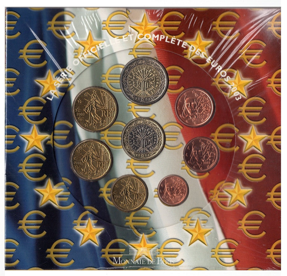 Francia - 2003 - Monedas Euros en cartera oficial - FDC / MS - Cartera 2003 (8 monedas)