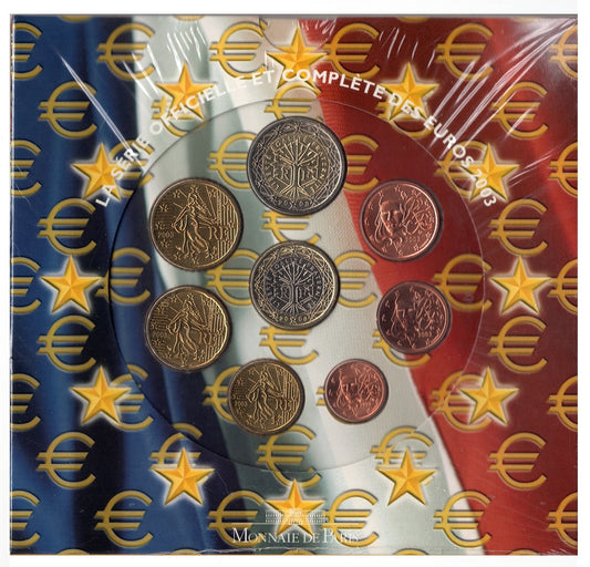 Francia - 2003 - Monedas Euros en cartera oficial - FDC / MS - Cartera 2003 (8 monedas)