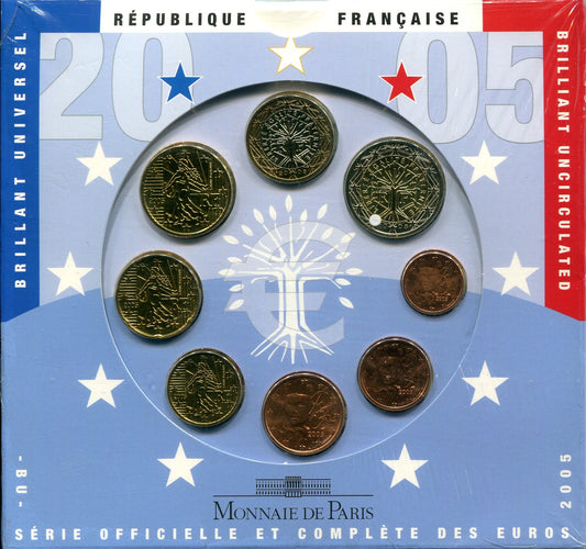 Francia - 2005 - Monedas Euros en cartera oficial - FDC / MS - Cartera 2005 (8m)