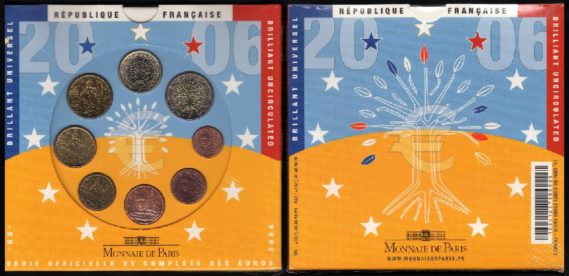 Francia - 2006 - Monedas Euros en cartera oficial - FDC / MS - Cartera 2006 (8 monedas)