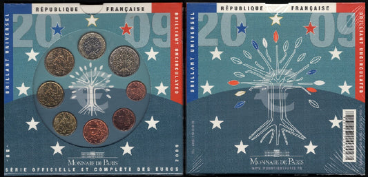 Francia - 2009 - Monedas Euros en cartera oficial - FDC / MS - Cartera 2009 (8 monedas)