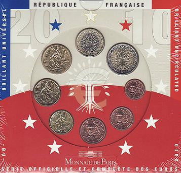 Francia - 2010 - Monedas Euros en cartera oficial - FDC / MS - Cartera año 2010 (8 monedas)