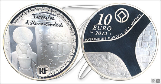 Francia - 2012 - Monedas euros en plata - PROOF - 10 € Año 2012 / Egipto- Abou-Simbel / En estuche