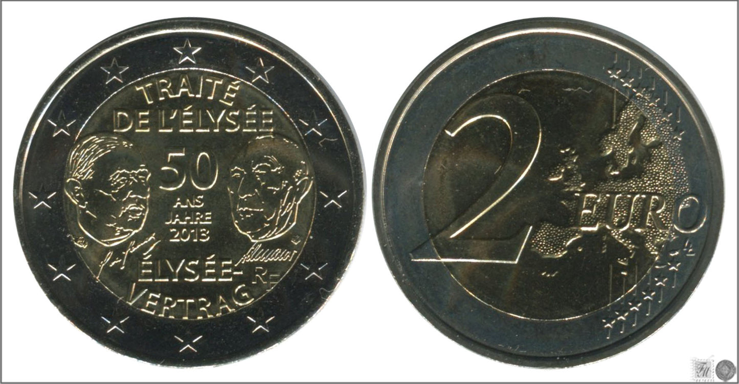 Francia - 2013 - Monedas Euros circulación - S/C / UNC - 2 € Año 2013 / 50 Aniversario Tratado del Eliseo