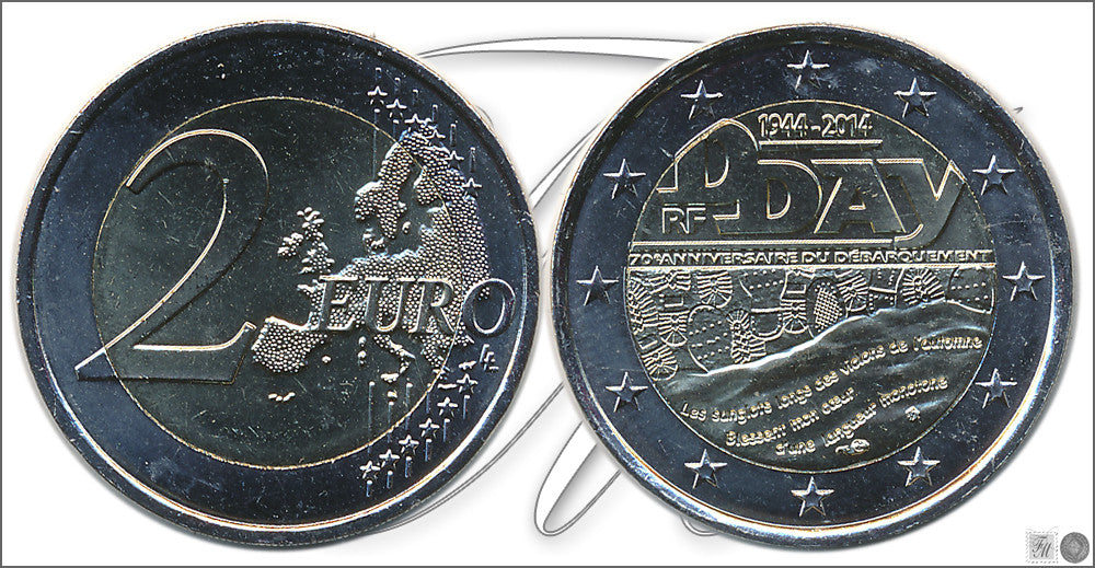 Francia - 2014 - Monedas Euros circulación - S/C / UNC - 2 € Año 2014 / Aniversario dia D-Normandia