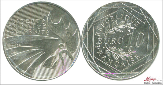 Francia - 2014 - Monedas euros en plata - Nº KM02110 - S/C-/aUNC - 10 € Año 2014 / Gallo - 17 gramos