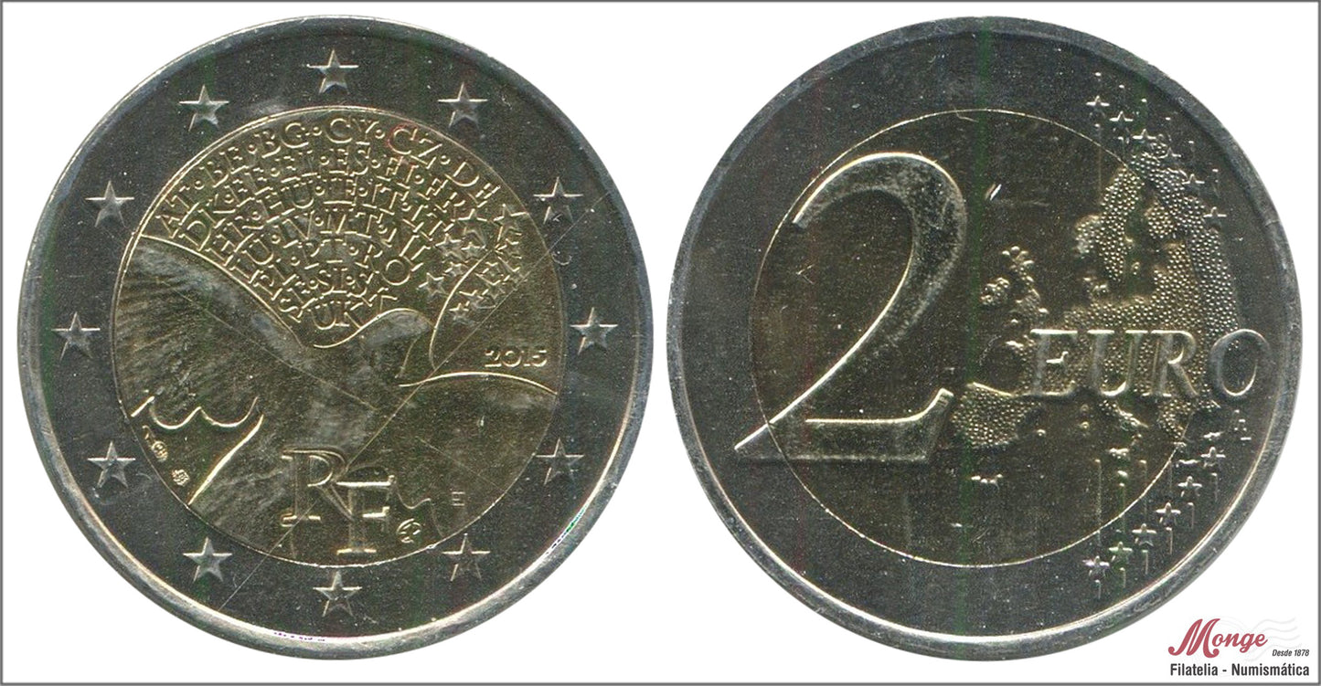 Francia - 2015 - Monedas Euros circulación - S/C / UNC - 2 € Año 2015 / 70 Años paz en Europa