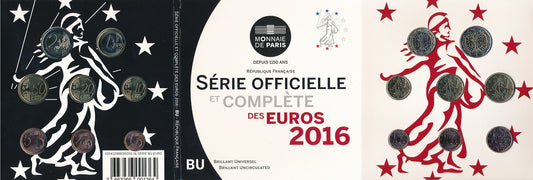 Francia - 2016 - Monedas Euros en cartera oficial - FDC / MS - Cartera año 2016 (8 monedas)