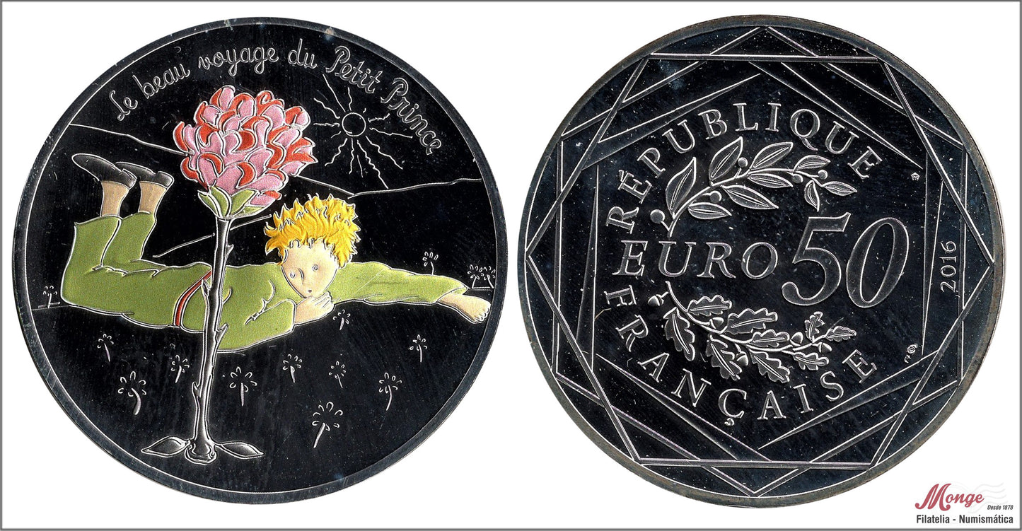 Francia - 2016 - Monedas euros en plata - FDC / MS - 50 € Año 2016 / The Little Prince´s - Color / 41 gr. plata - en capsula