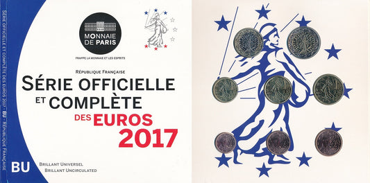 Francia - 2017 - Monedas Euros en cartera oficial - FDC / MS - Cartera año 2017 (8 monedas)