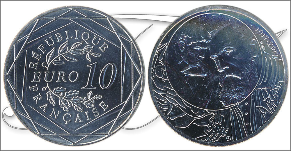 Francia - 2017 - Monedas euros en plata - FDC / MS - 10 € Año 2017 / Auguste Rodin