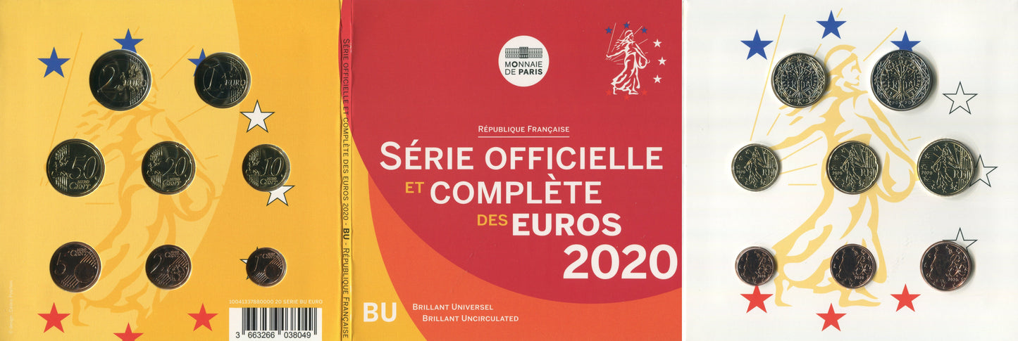 Francia - 2020 - Monedas Euros en cartera oficial - FDC / MS - Cartera año 2020 (8 monedas)