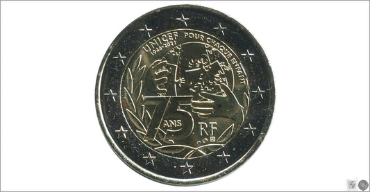 Francia - 2021 - Monedas Euros circulación - S/C / UNC - 2 € Año 2021 / 75º aniv. de la creación de UNICEF