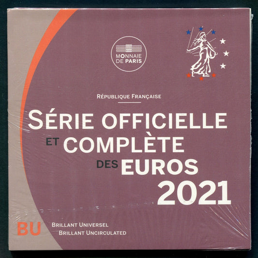 Francia - 2021 - Monedas Euros en cartera oficial - FDC / MS - Cartera año 2021 (8 monedas)